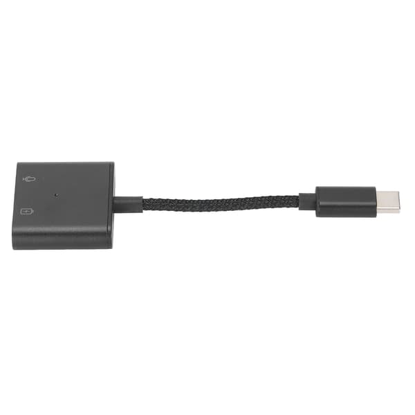 2-i-1 USB C til 3,5 mm lydadapter Type-C til AUX-kontakt med USB C PD 60W hurtigladeadapter Svart