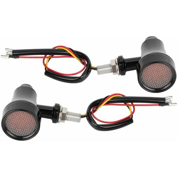 Metal Body Retro Gitter Motorcykel Blinklys LED Bremselys Strobe Lampe (Sort)