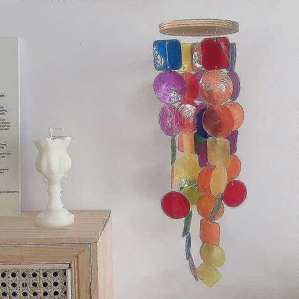Artwork Capiz Garden Wind Chime With Cool, Natural Zen Charm Light blue Light blue