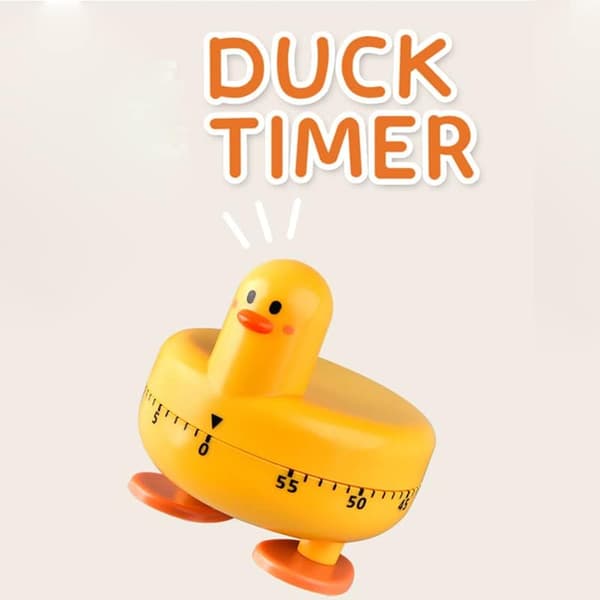 Kitchen Timer Cartoon Duck Shaped Egg Timer Mechanical Rotating Alarm with 60 Minutes, Kitchen Utensil - Gift and Home Use