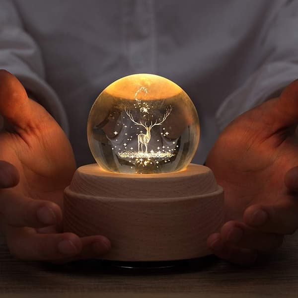 Projection LED Lamp - 3D Crystal Ball Music Box Bright Rotating