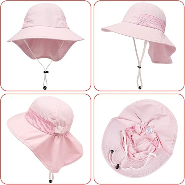 2-pack Solhattar för Småbarn, Justerbara Strandhattar