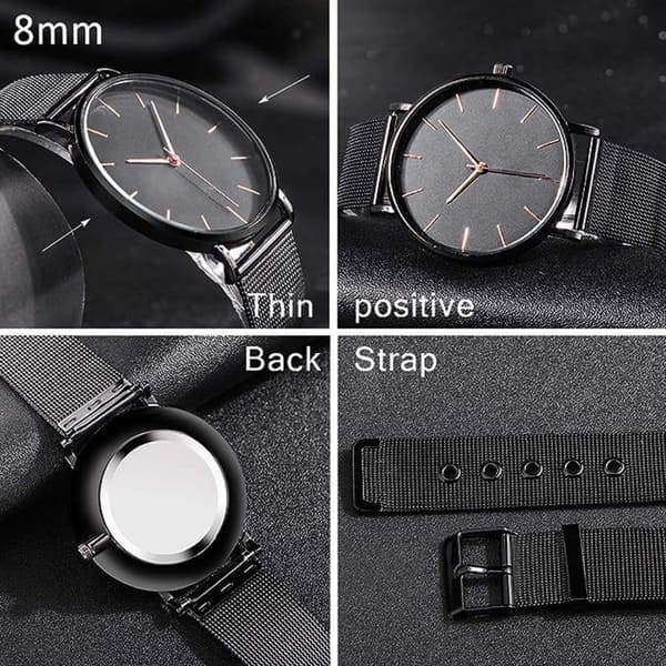 Rosaguld Minimalistisk Herre Analog Kvarts Ur
