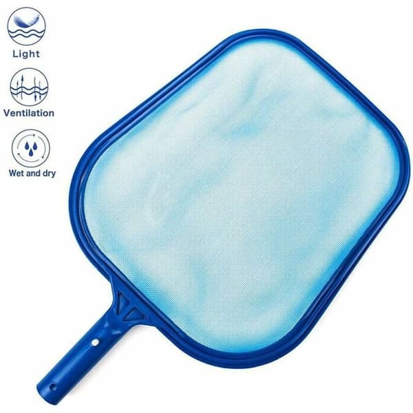 Mesh Skimmer Surface Landing Net Leaf Skimmer with Telescopic Handle for Pool Pond Fountain Aquarium (Blue)
