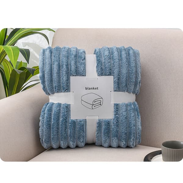 Blødt Blåt Flanell Fleece Tæppe - Varmt, Let & Åndbart Sengetæppe
