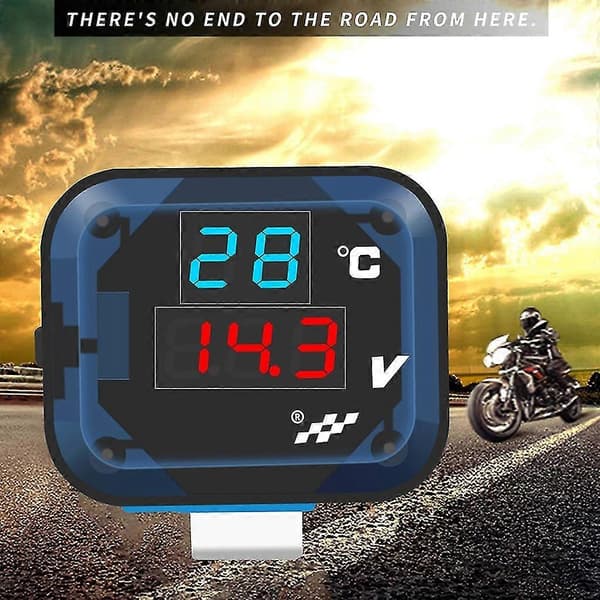 3-i-1 temperaturspenningsmåler motorsykkelstyremontering termometer voltmeter