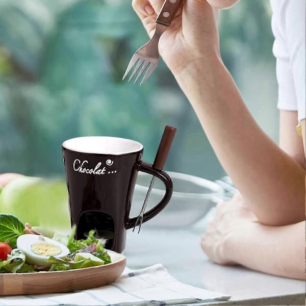 Sjokoladefonduekrus 130ml med gafler for ost og smør-FX-