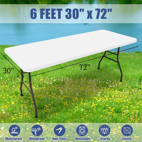Set med 2 rektangulära picknickdukar, för 6 fot bord beige 30\"x72\" beige 30"x72"