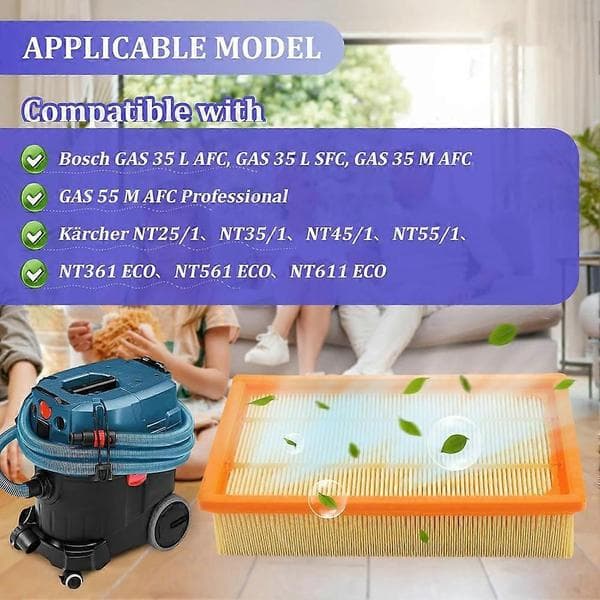Støvsugerfilter til Bosch Gas 35 L,M SFC,AFC Professionelt fladfoldet filter Støvsugerfiltersæt