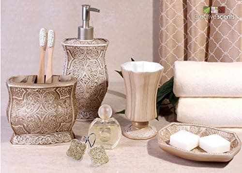 Creative Scents Beige Duschdraperikrokar - Set med 12 Duschdraperiringar för Badrumsduschstång - Dekorativ Dusch