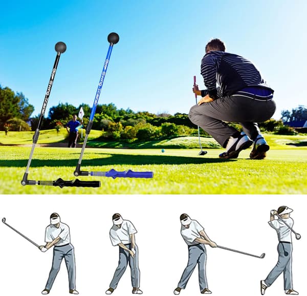 1 stk. sammenklappelig golfsvingtræner, golfsvingholdningskorrigerer sammenklappelig aktionskorrigerer teleskopisk svingpind golftræning