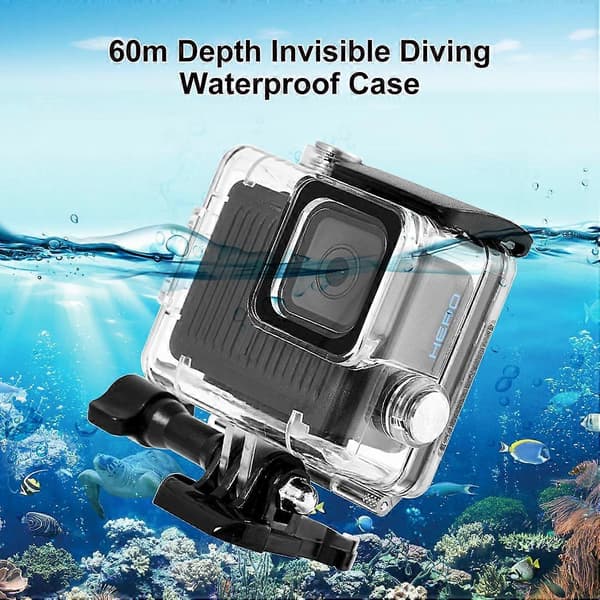 For GoPro HERO 4K 2024 PULUZ 60m / 196ft Waterproof Protective Housing with Buckle, Basic Mount & Screw (Transparent)