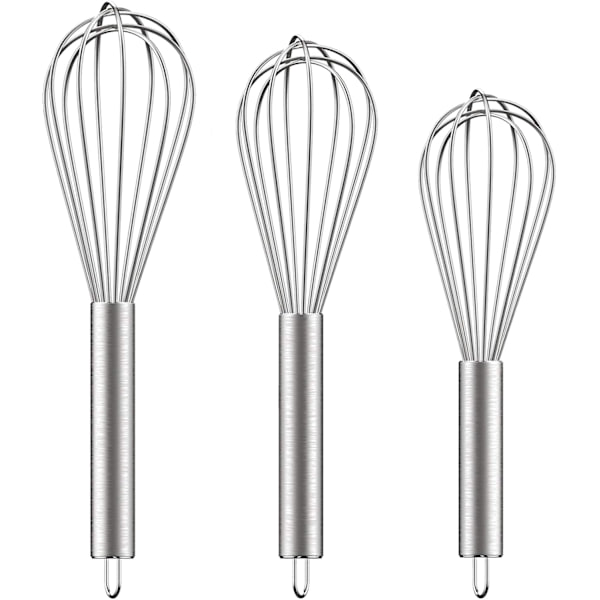 3 Stykker Rustfrie Visper 8\"+10\"+12\", Metall Visp Sett Wisk Ki