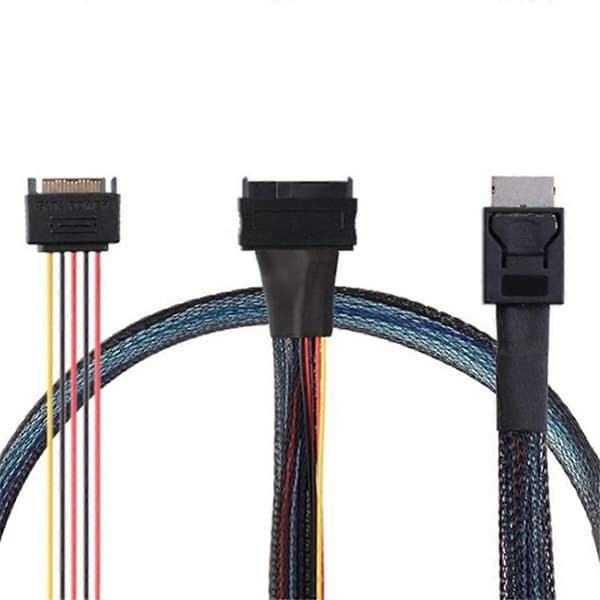 Oculink SFF-8611 4I til PCIe SFF-8639 U.2 NVMe med SATA 15P hann strøm serverkabel datatilbehør
