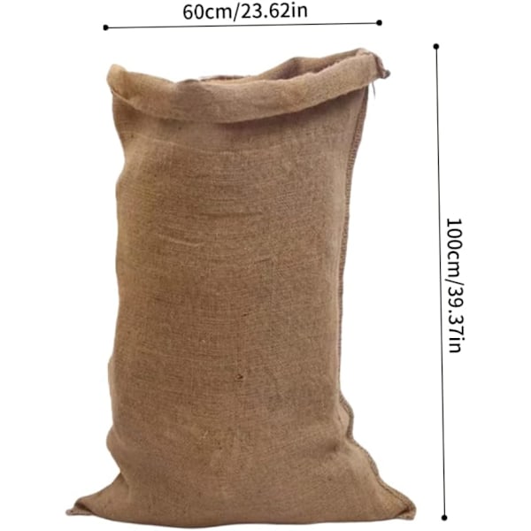 Jutesekker for oppbevaring av grønnsaker og poteter, store sekker av jutevev, 2 stk (60 × 90 cm)