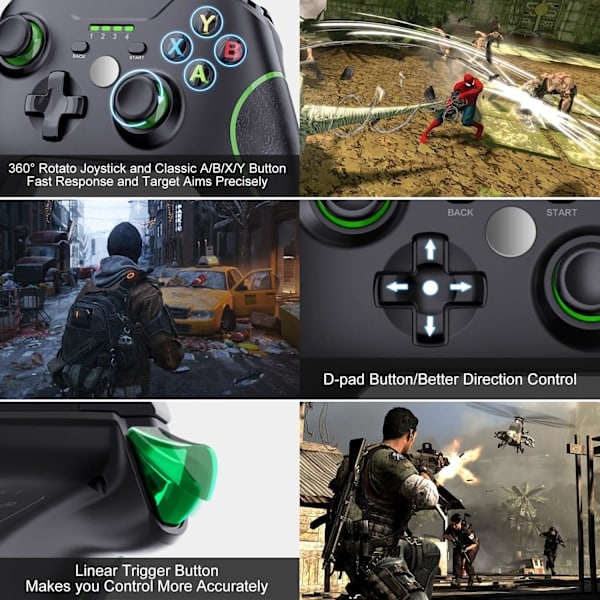 Kompatibel med Xbox One, Xbox Series X/S, Xbox One X/S, PC, Spelkontroll med 2,4 GHz trådlös adapter 0.35 0.35