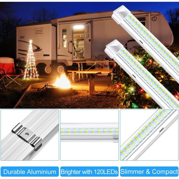 2 pcs 108 LED Light Bar - Car Interior Lighting - 9W LED Bar with Switch for RV/Van/Car/Truck/Ceiling Lamp