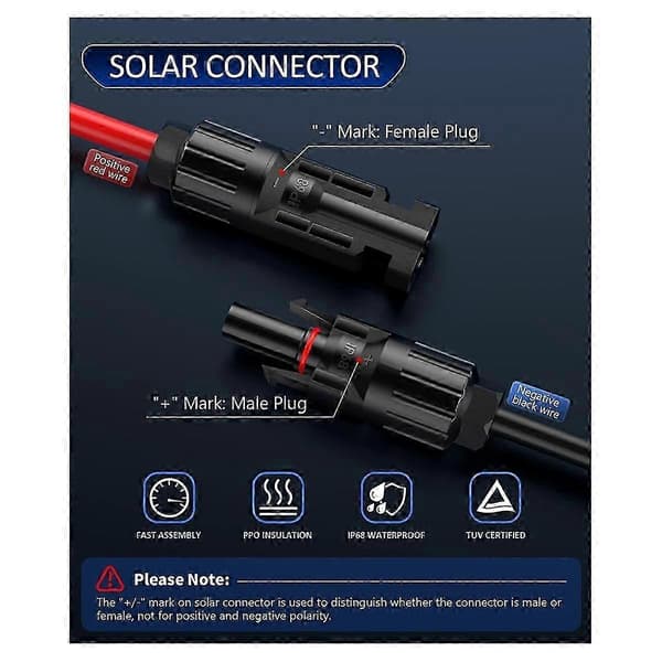 4-i-1 Solcellepanelkontakt Forlengelseskabel Splitter for Anderson-kontakt DC-adapter Strømkontakt