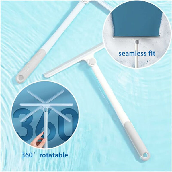 White Silicone Shower Squeegee for Windows Mirrors Glass Doors Car Windshields