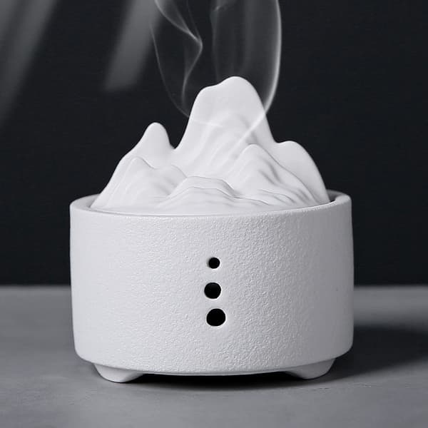 Sandalwood Ceramic Indoor Incense Burner with Lid, Aromatherapy Burner Ornaments