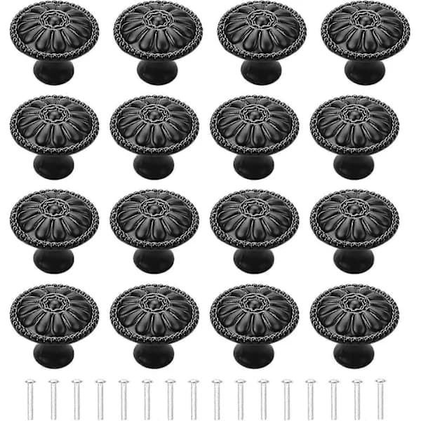 2024 16 pcs Black Cabinet Handles, Round Drawer Knobs, Single Hole Cabinet Handle