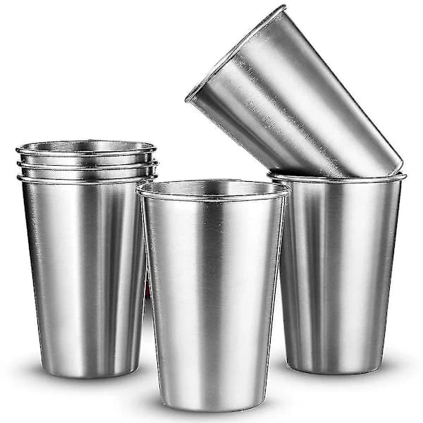 6-pack rostfria muggar 350 ml lätta dricksmuggar för camping picknick kaffe te silver