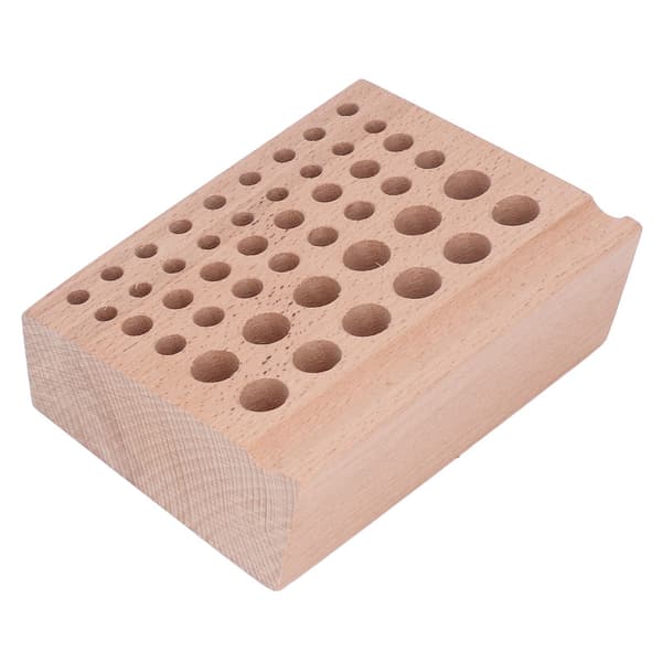 Leather Tool Holder 46 Holes Beech Wood Professional Leather Tool Organizer Storage Box for Leather Craft Tools