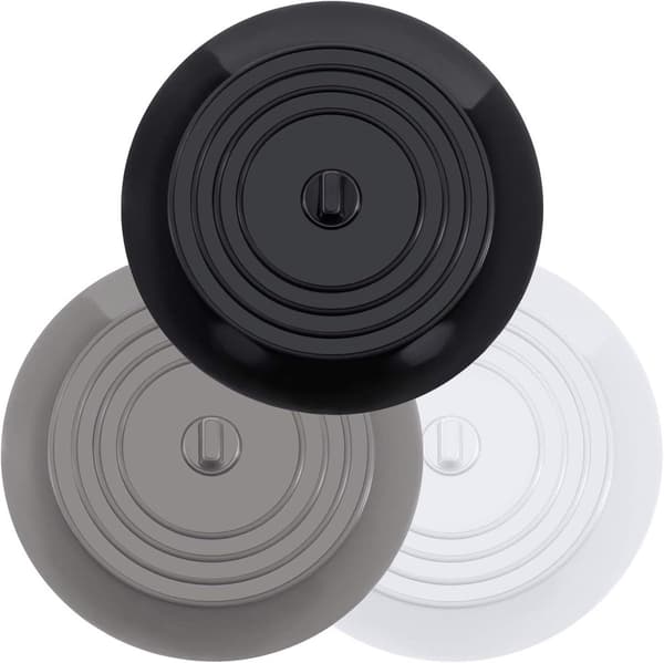 Afløbsprop - 3 stk. - 15 cm diameter - Hvid, Grå & Sort - Afløbsprop - Universal vaskeprop