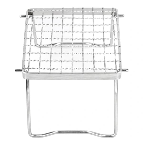 Bærbar campinggrill, sammenklappelig mini-grill i rustfrit stål til picnic, backpacking, udendørs madlavning, sølv