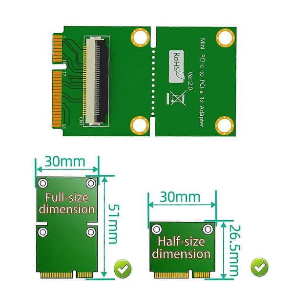 Mini PCI-E til PCI-E 8X Adapter Forlængerkabel med Højhastigheds FPC-kabel til PCIE Test Extender, B
