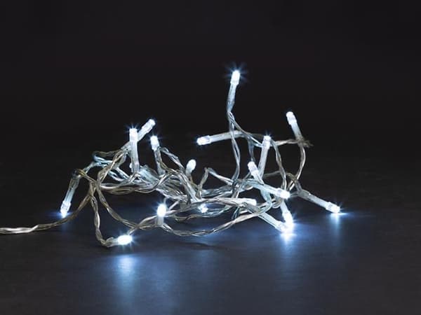 Meissa Led - 2 M - 20 hvite lys - Transparent ledning - Modulator - Batterier ikke inkludert