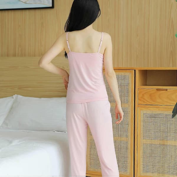 2-in-1 Women's Basic Seamless Camisole Solid Color Spaghetti Strap Slim Fit Cotton, Adjustable Spaghetti Strap Tank Top with Built-in Bra Pink 3XL Pink 3XL