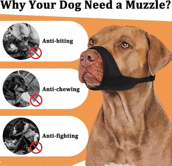 Pitbull Muzzle, Soft Muzzle for American Bully Bulldog Boxers Rottweilers, Anti-Bite Protection