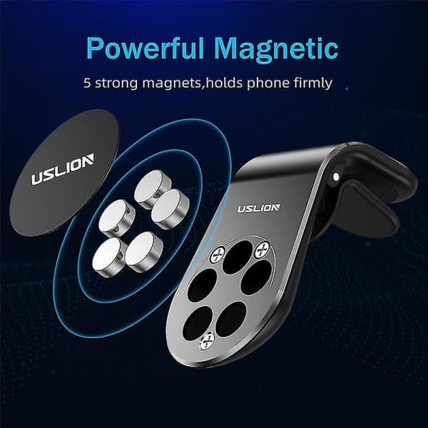 Uslion Easy Air Vent Mount -yleiskäyttöinen magneettinen puhelinteline autoon, musta