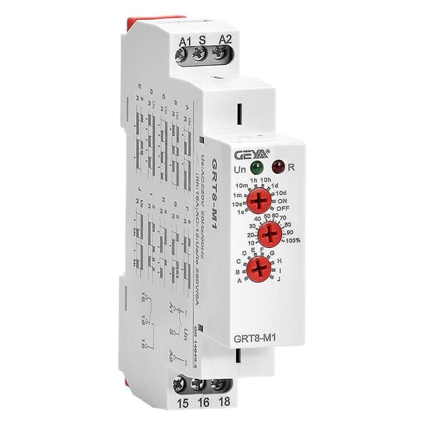 Geya Grt8-m1 On Off Time Delay Relay 16a Ac/dc12v-240v Multifunctional Din Rail Automatic Timer Relay [Db] White White