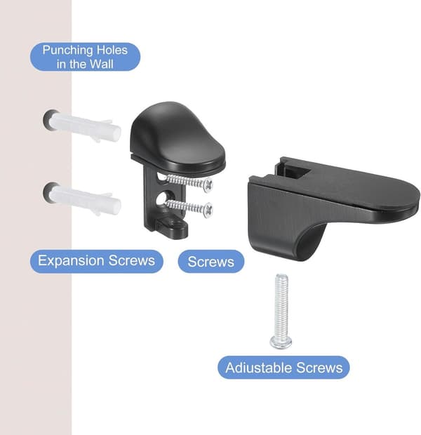 4 Pieces - Glass Clamp - Glass Shelf Bracket - Adjustable - Glass Shelf Bracket