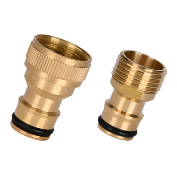 Garden Hose Adapter (2-pack), Brass Fittings, 1/2\" Quick Connect Set, Garden, Kitchen Water Tools