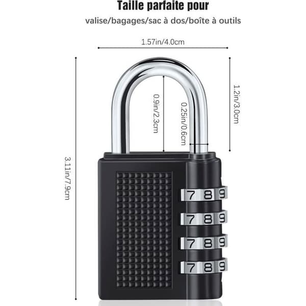 4-digit Combination Padlock, Combination Lock, Number Code Padlock, Combination Lock for Gym, School, Gate