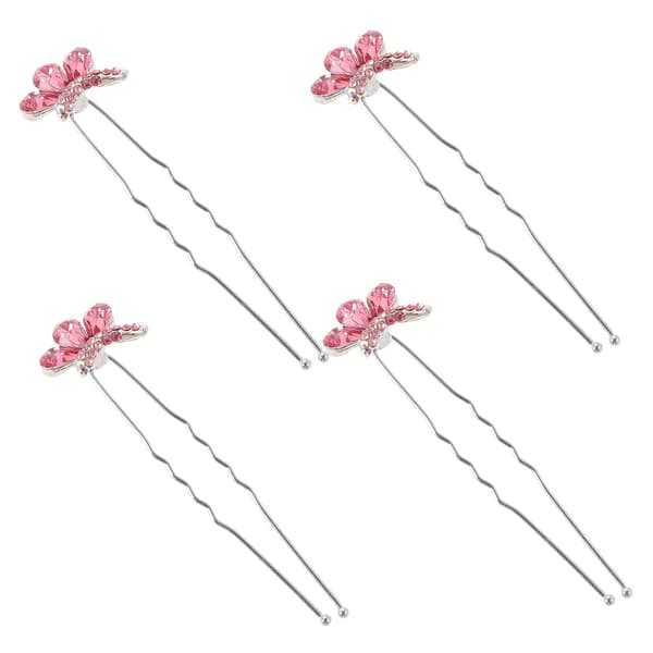 4 stk sommerfugl-rhinestone hårnål til bryllup og brud, rosa -