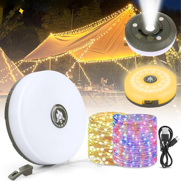 2 Pieces Camping Light String 10M - Warm Lights & Colored Lights - Camping Light String - Light String