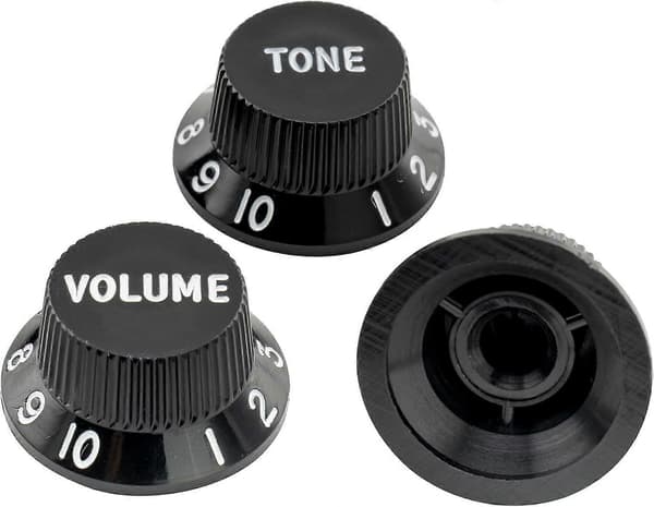 Ultra Universal Pasform Størrelse Strat Knopper 2 Tone 1 Volumen Sæt til Fender Stratocaster ST Stil Elguitar, Sort