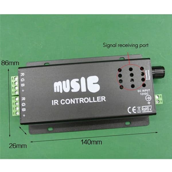 DC12-24V 24-Key Music Controller 3-Channel IR Remote RGB Sound Sensitive for LED Strip