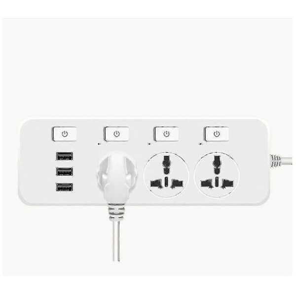 US/UK/EU Grenuttak 5V2.1A Overspenningsvern Med 3 Uttak & 3 USB-porter DB