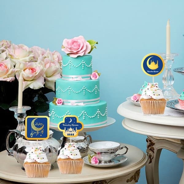 24 stk Eid Mubarak kagepynt Cupcake-pinde Muslimsk Ramadan festkage KLB