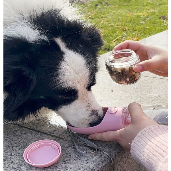 1 st Hund Vattenflaska och Matbehållare, Bärbar 550ML Hundflaska Hundmatningsflaska, Reseflaska Promenad Hund Vattendispenser för Valpar