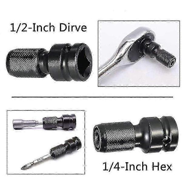 4 pcs Impact Adapter 1/2 Square Drive To 1/4 Hex Shank Socket Adapter