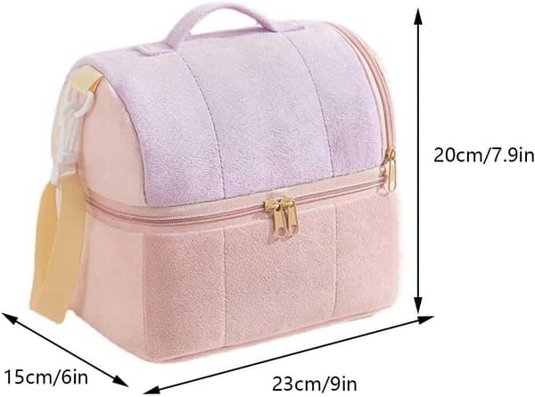 Dobbeltlags plysj lunsjveske, ekstra tykk, lilla