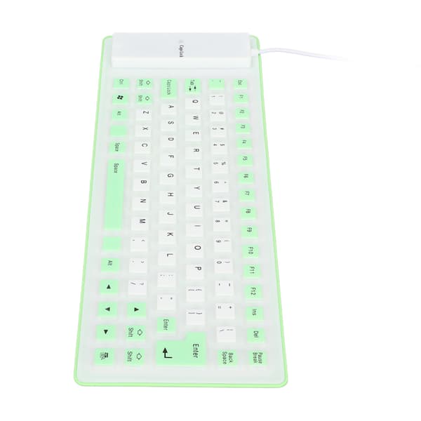 Silicone Keyboard Fully Sealed Design Lightweight Portable Silent Soft Comfortable USB Wired Silicone Keyboard for PC Green