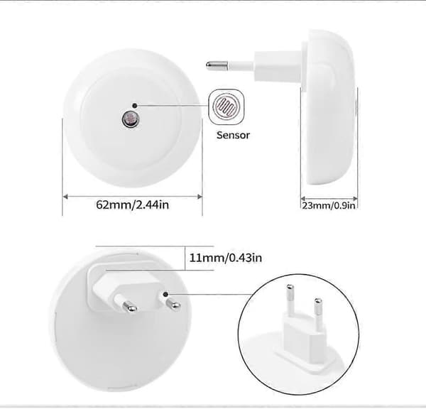 Red Night Light, LED Night Light with Plug, Round, Light Sensor, Energy Efficient, Set of 2 (FMY)