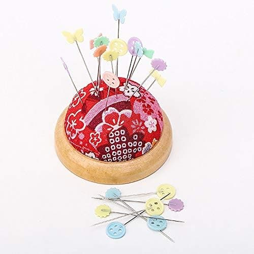 (Button Pattern) Sewing Pins, 100 Pcs Flat Flower Head Pins Decorative